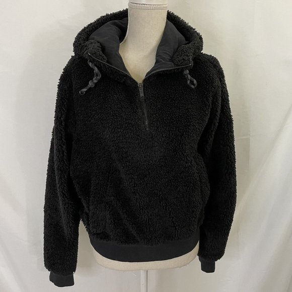 LULULEMON Oh So Sherpa Half Zip Hoodie Jacket Black Sz 6 - Picture 2 of 9